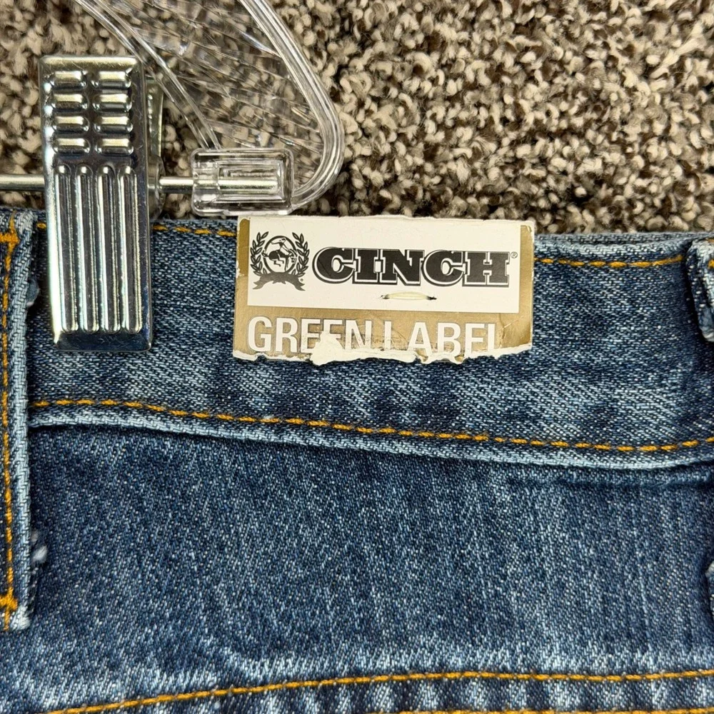 Cinch Green Label Jeans Mens 40x32‎ Blue Denim Relaxed Fit Tapered Leg Western